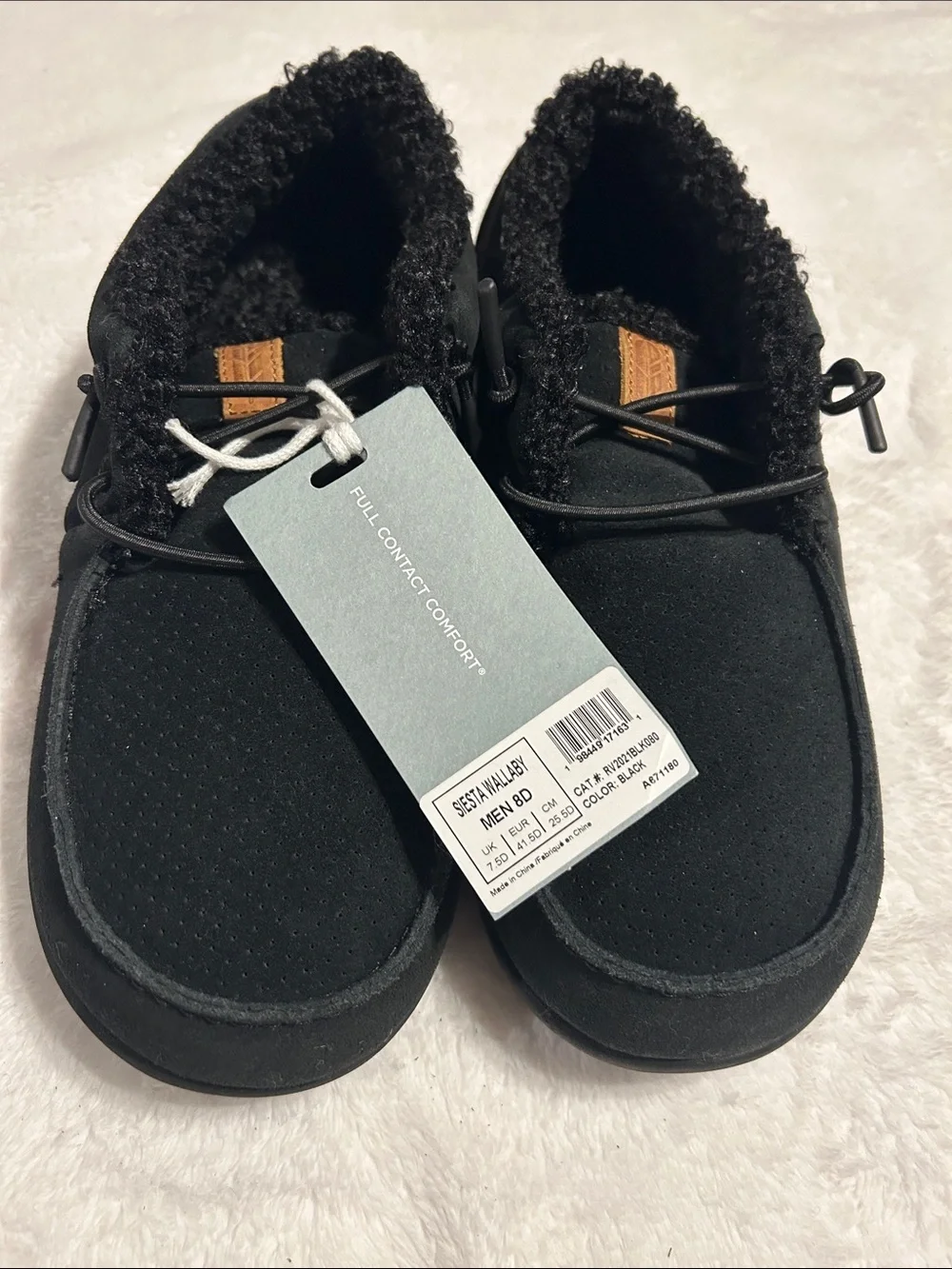 REVITALIGN Black Sherpa-Lined Casual Slip-Ons men Size 8D